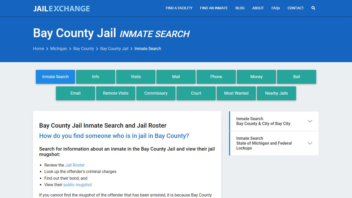 Inmate Search: Roster & Mugshots - Bay County Jail, MI
